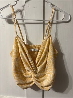 Abercrombie & Fitch Yellow White Floral Twist-Front Cami